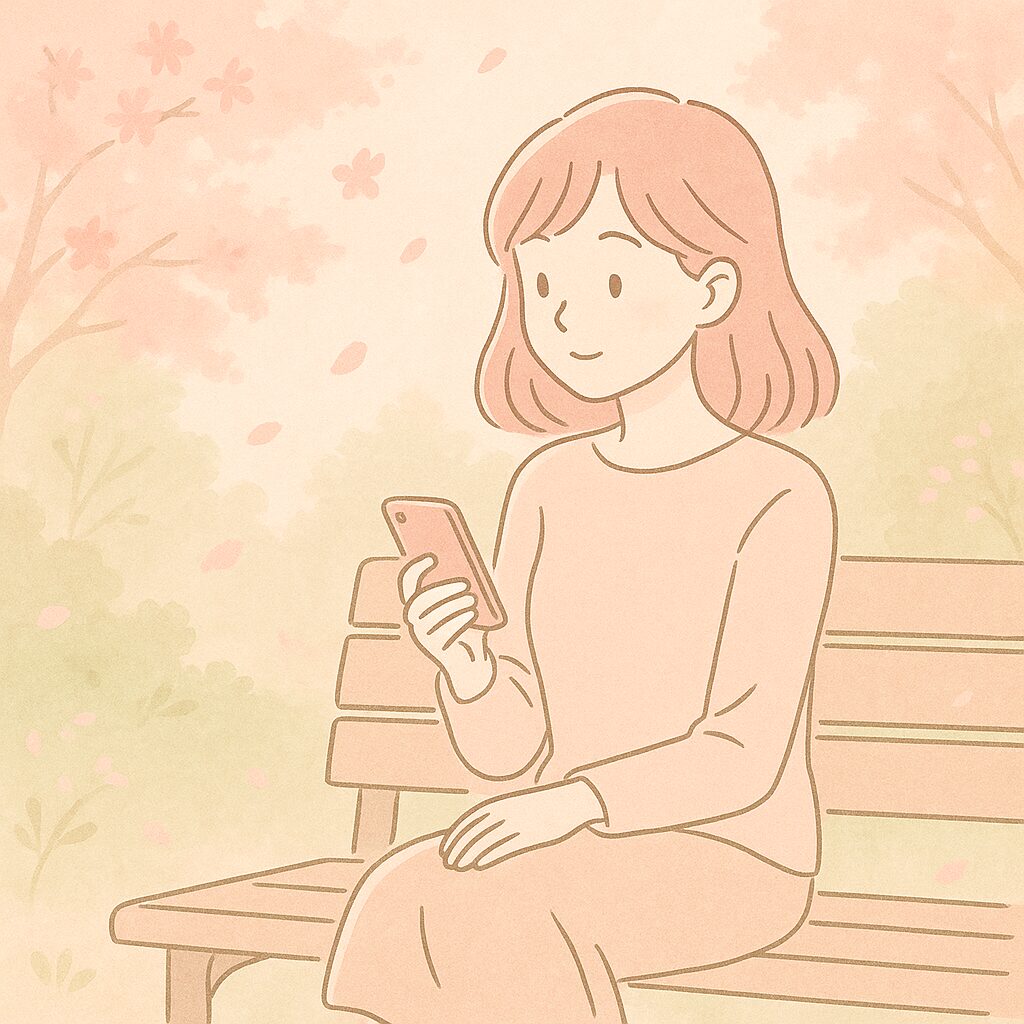 スマホをみつめる女性