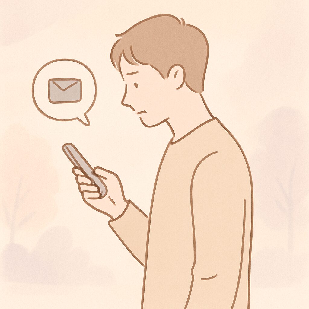 通知を見てもすぐ返信しない男性の様子
